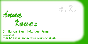 anna koves business card